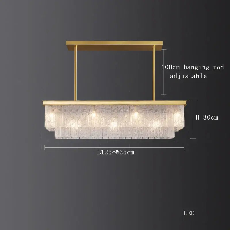 crystal led chandelier gold rectangular dining room light