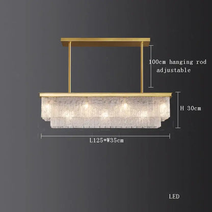 crystal led chandelier gold rectangular dining room light