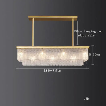 crystal led chandelier gold rectangular dining room light