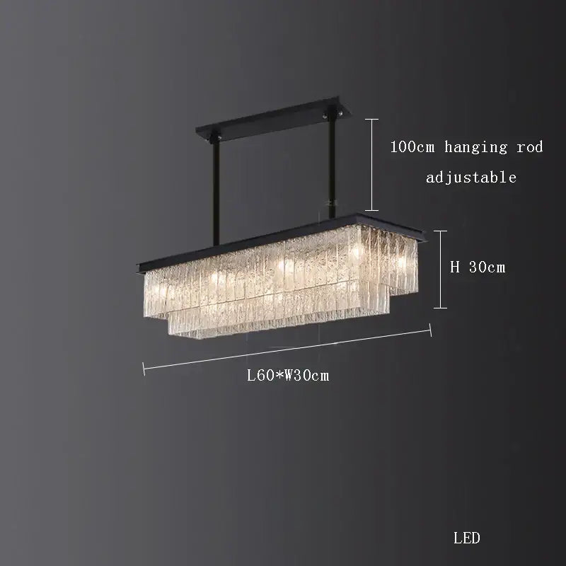 crystal led chandelier gold rectangular dining room light