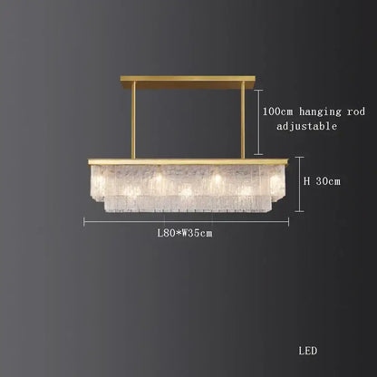 crystal led chandelier gold rectangular dining room light