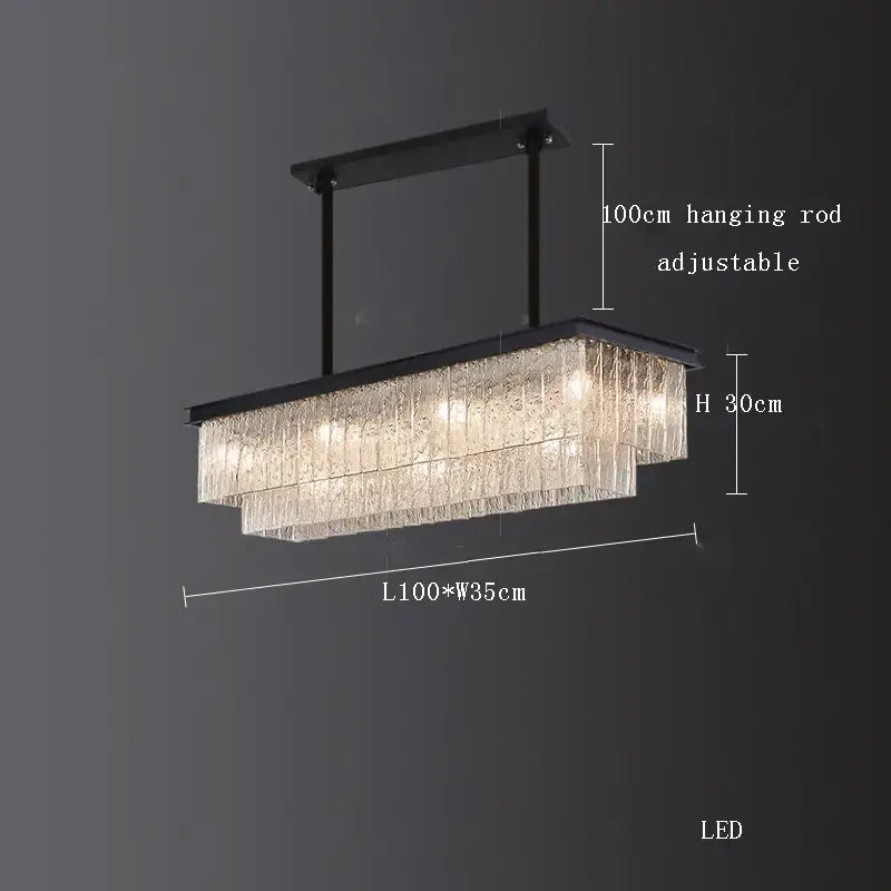 crystal led chandelier gold rectangular dining room light