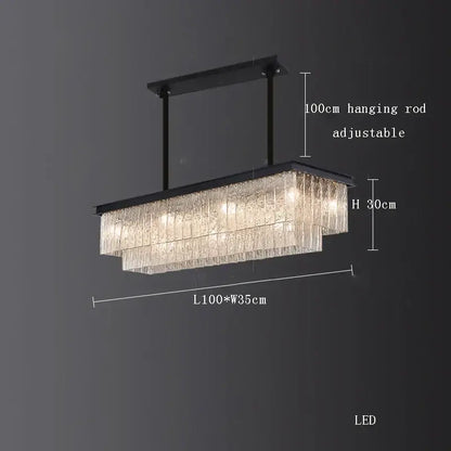 crystal led chandelier gold rectangular dining room light