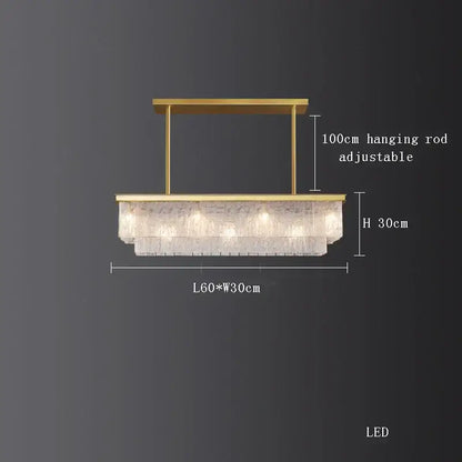 crystal led chandelier gold rectangular dining room light