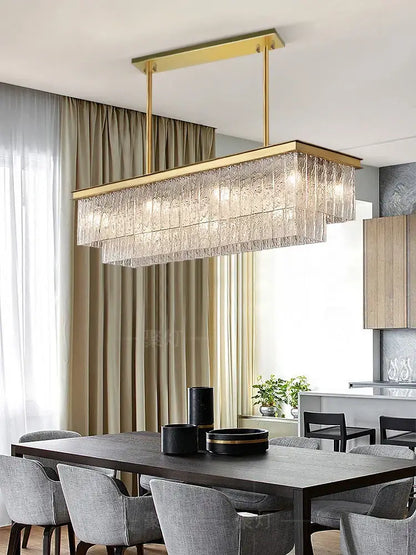 crystal led chandelier gold rectangular dining room light