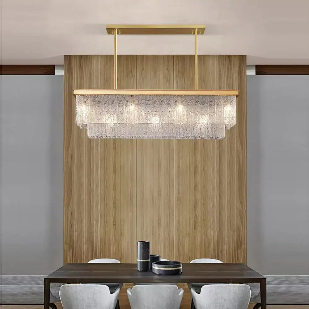 crystal led chandelier gold rectangular dining room light