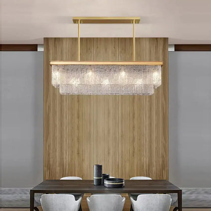 crystal led chandelier gold rectangular dining room light