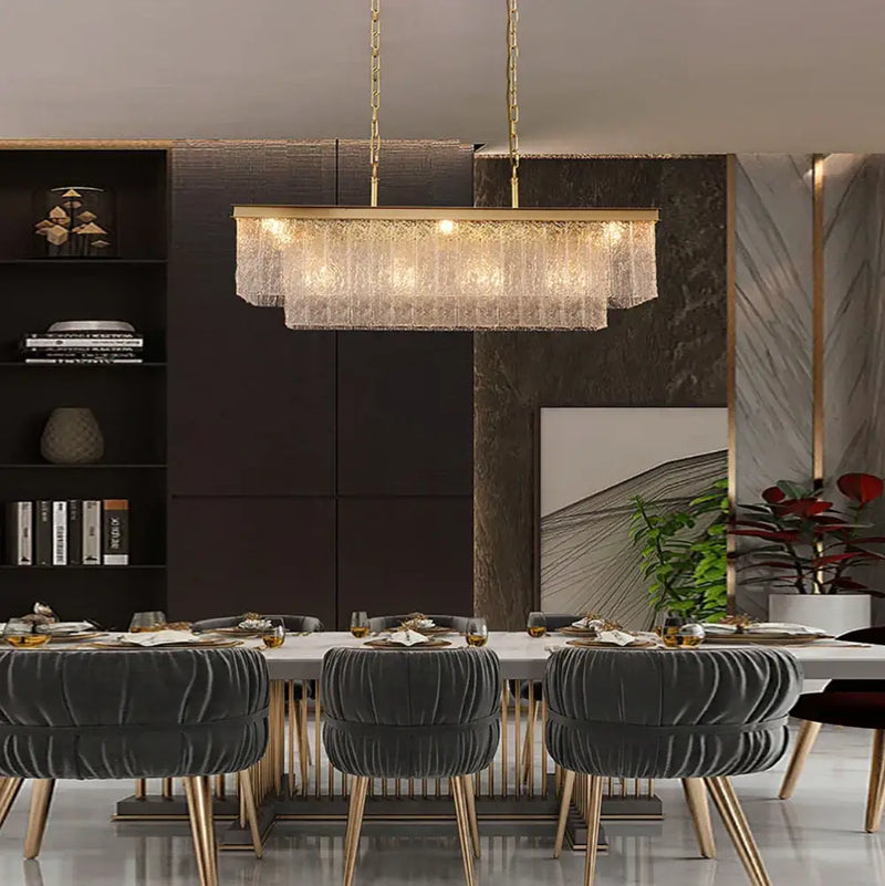 crystal led chandelier gold rectangular dining room light