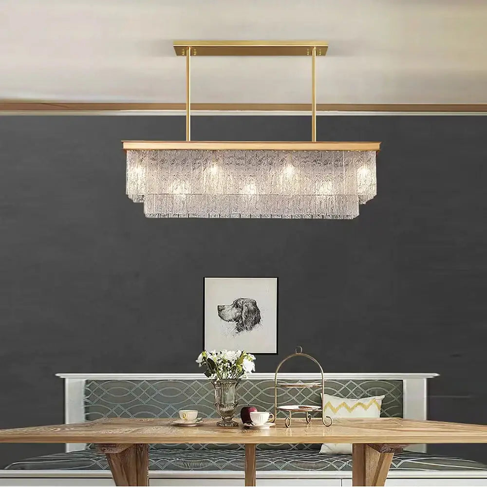 crystal led chandelier gold rectangular dining room light