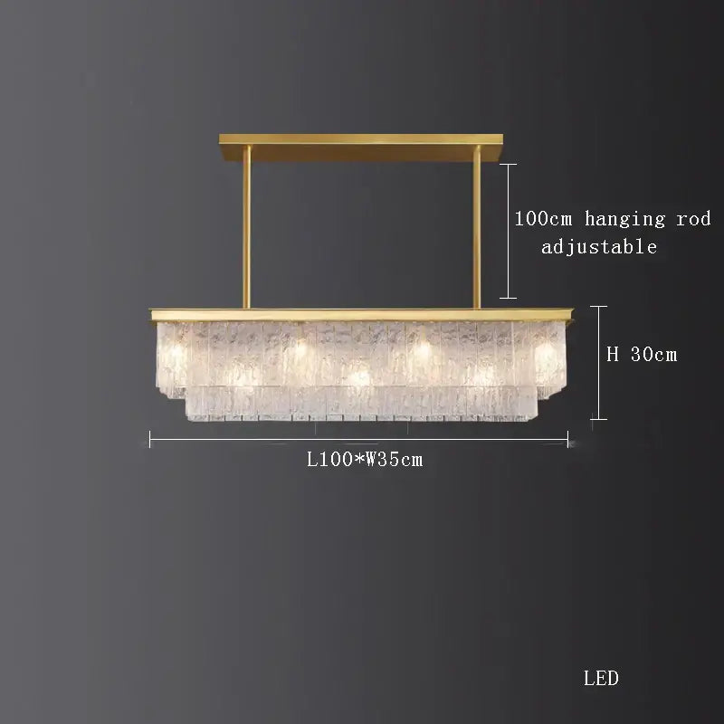 crystal led chandelier gold rectangular dining room light