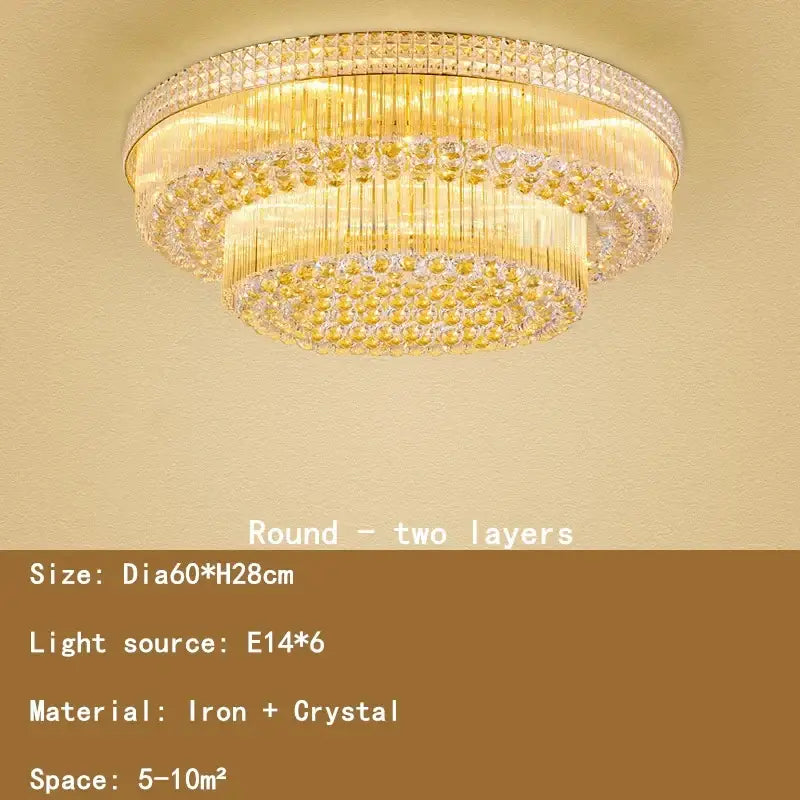 crystal led chandelier gold tiered lamp for living room