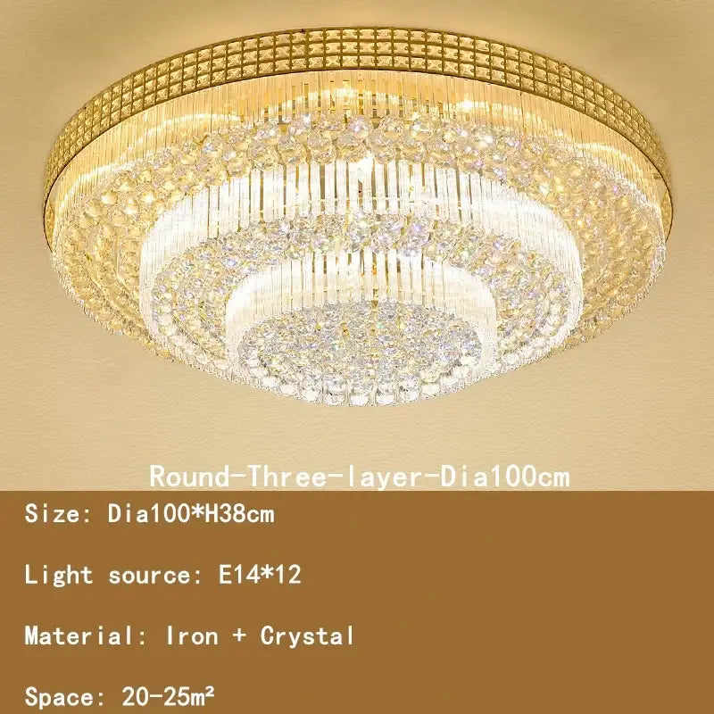 crystal led chandelier gold tiered lamp for living room