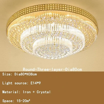crystal led chandelier gold tiered lamp for living room