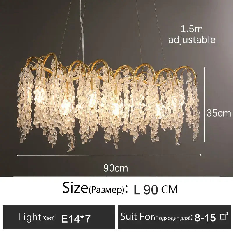 ™ Crystal Led Chandelier Golden Luxury Living Room Ceiling Lamp