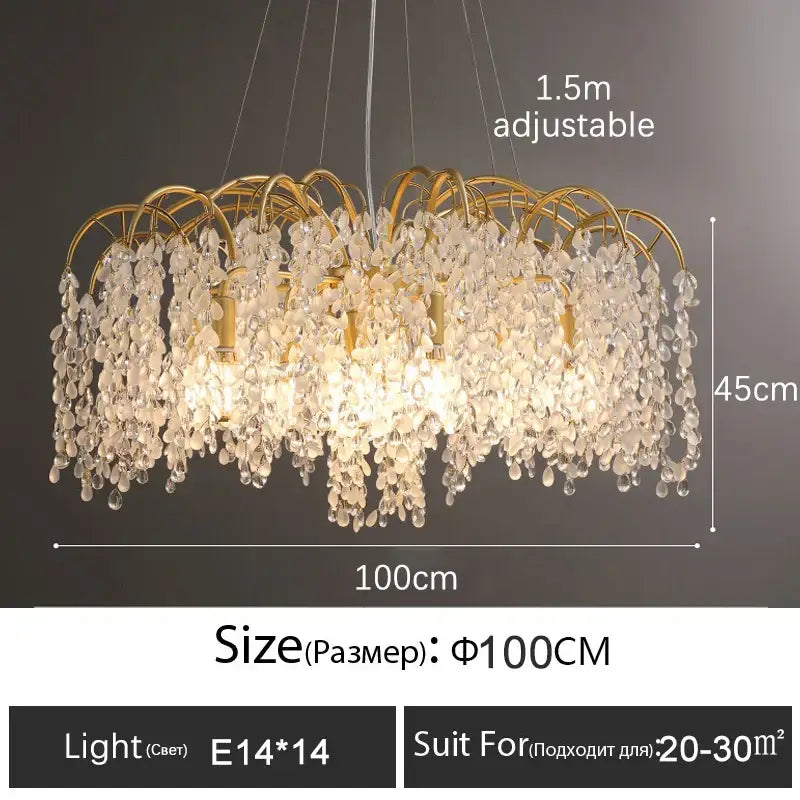 ™ Crystal Led Chandelier Golden Luxury Living Room Ceiling Lamp