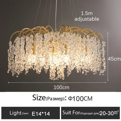 ™ Crystal Led Chandelier Golden Luxury Living Room Ceiling Lamp