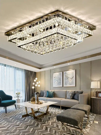 crystal led chandelier silver chrome dining room light