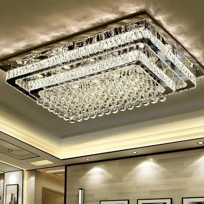 crystal led chandelier silver chrome dining room light