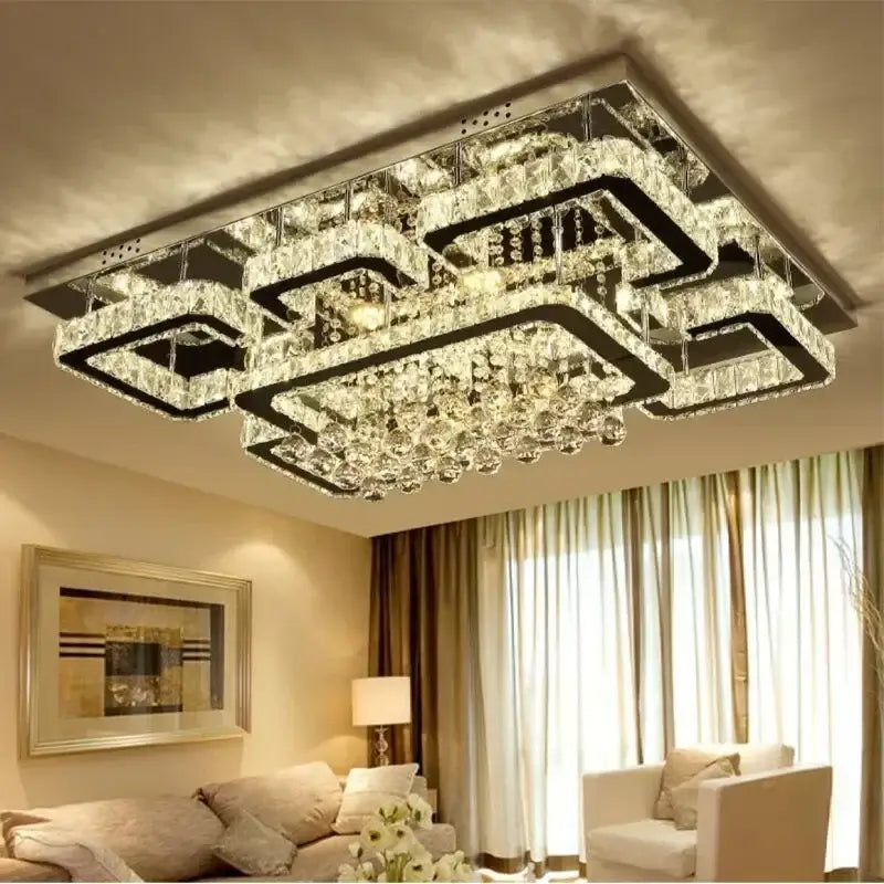 crystal led chandelier silver chrome dining room light