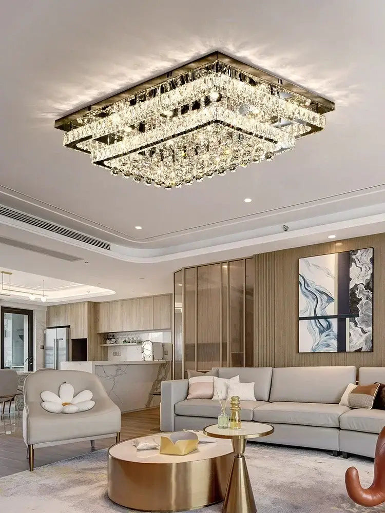 crystal led chandelier silver chrome dining room light