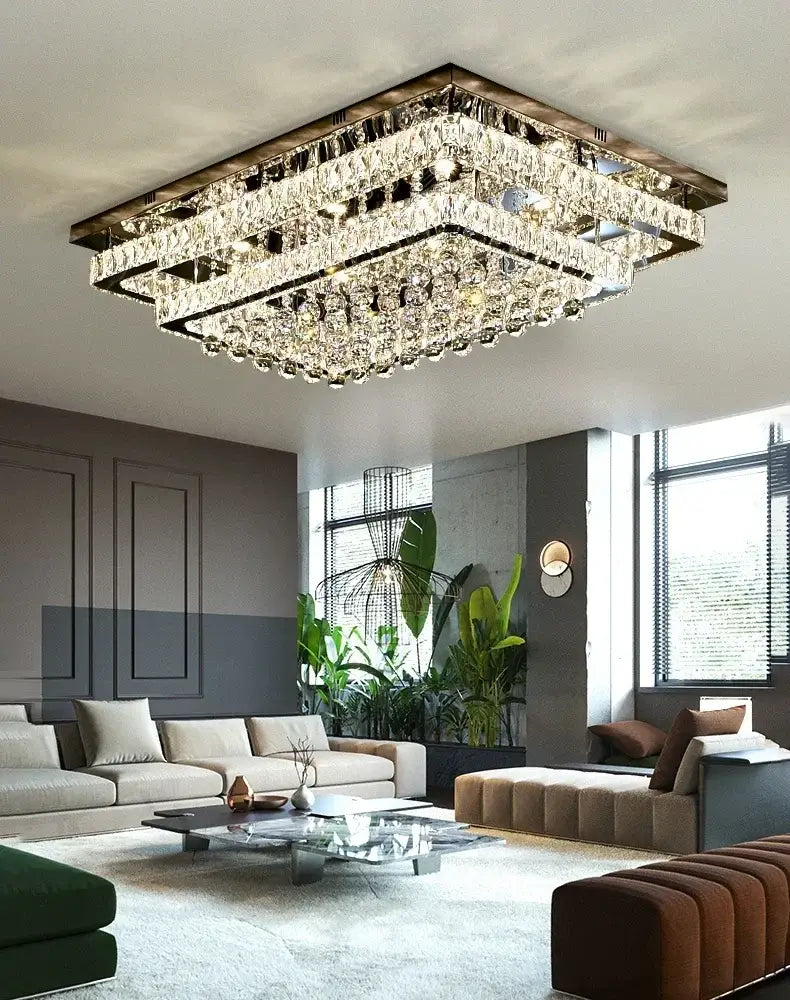 crystal led chandelier silver chrome dining room light