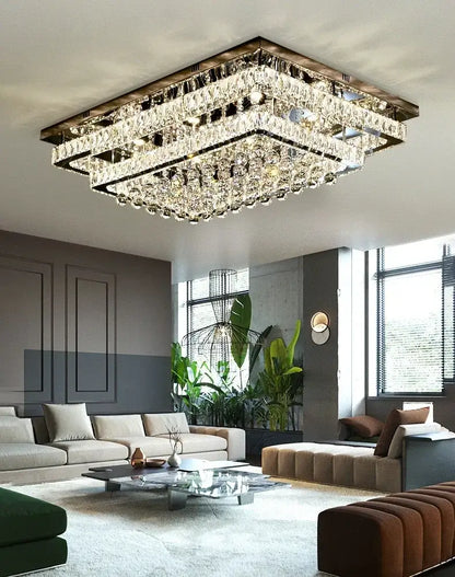 crystal led chandelier silver chrome dining room light