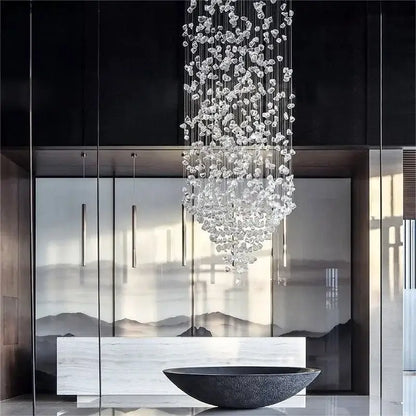 crystal led chandelier staircase luxury glass lighting
