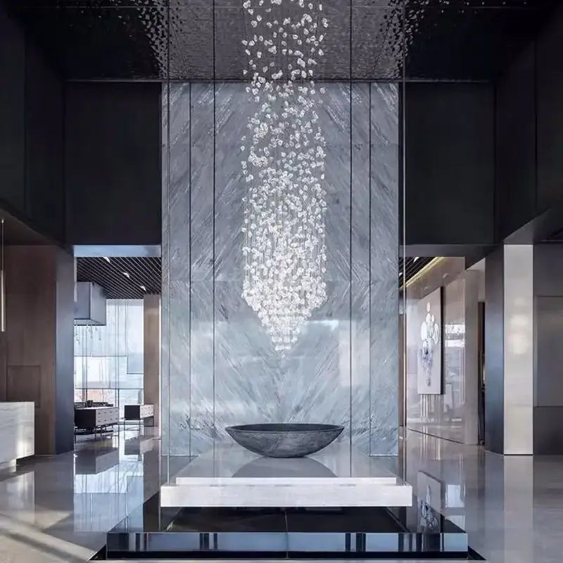 crystal led chandelier staircase luxury glass lighting