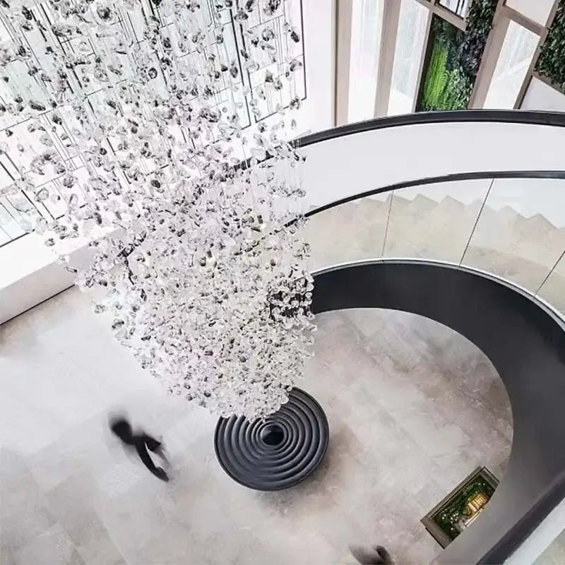 crystal led chandelier staircase luxury glass lighting