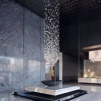 crystal led chandelier staircase luxury glass lighting