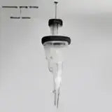 crystal led multi-layer staircase chandelier black & gold