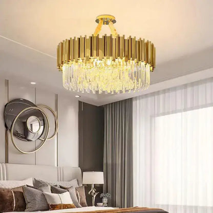 crystal led pendant gold chandelier for dining room