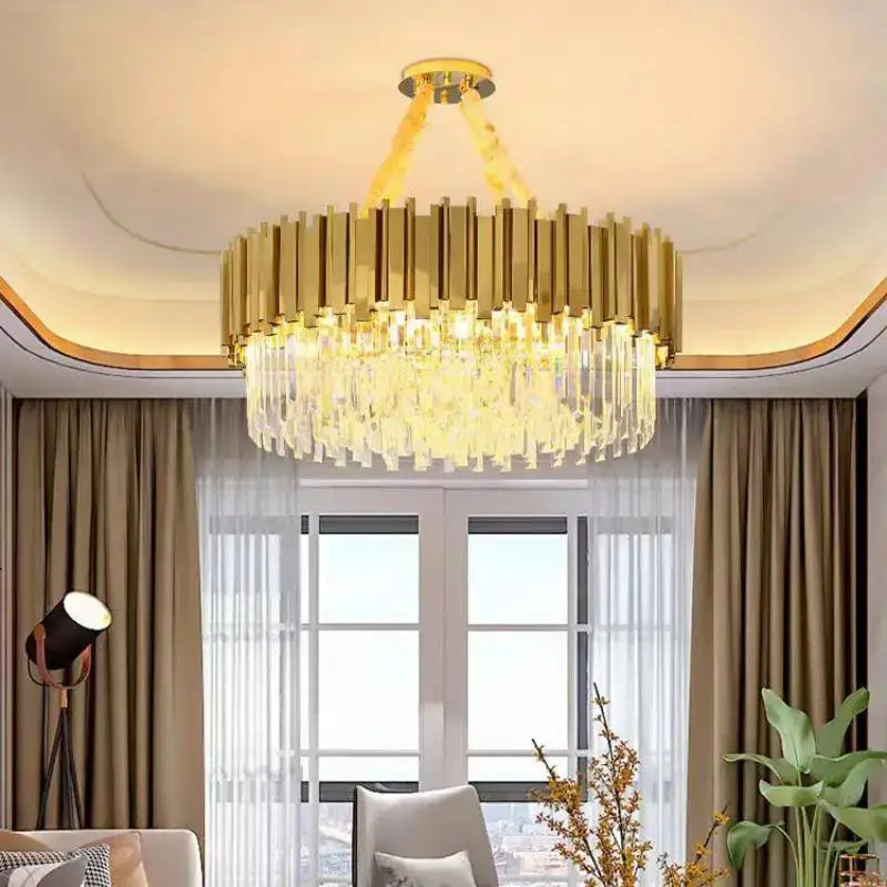 crystal led pendant gold chandelier for dining room