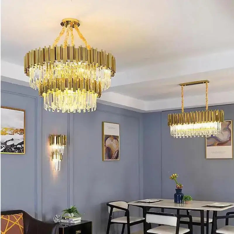 crystal led pendant gold chandelier for dining room