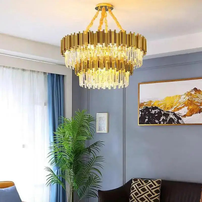 crystal led pendant gold chandelier for dining room