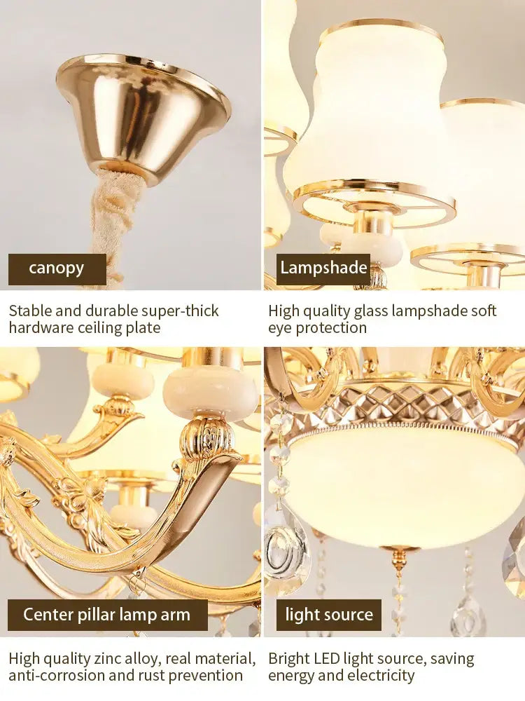 crystal led pendant gold frosted glass living room chandelier