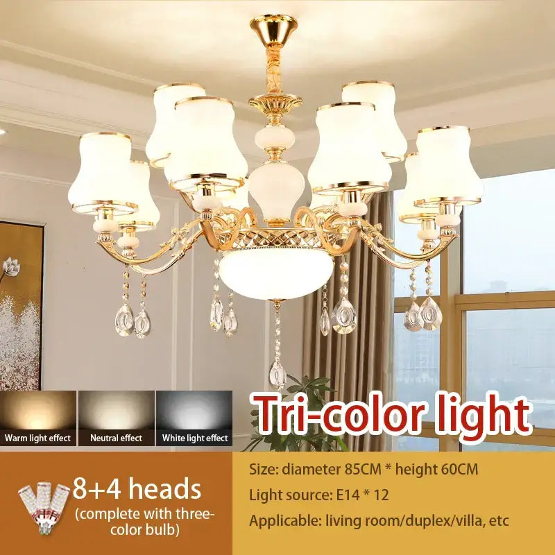 crystal led pendant gold frosted glass living room chandelier
