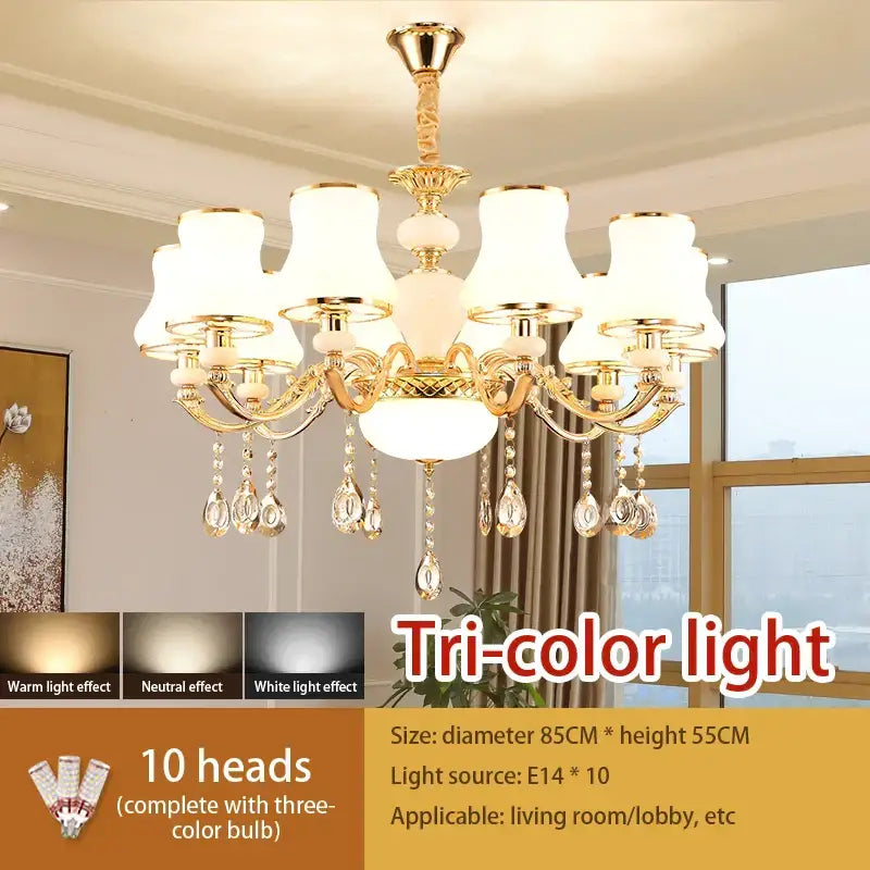 crystal led pendant gold frosted glass living room chandelier