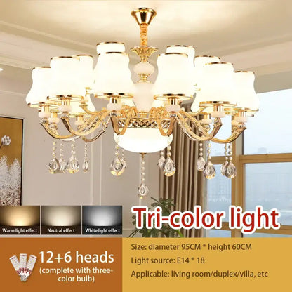 crystal led pendant gold frosted glass living room chandelier