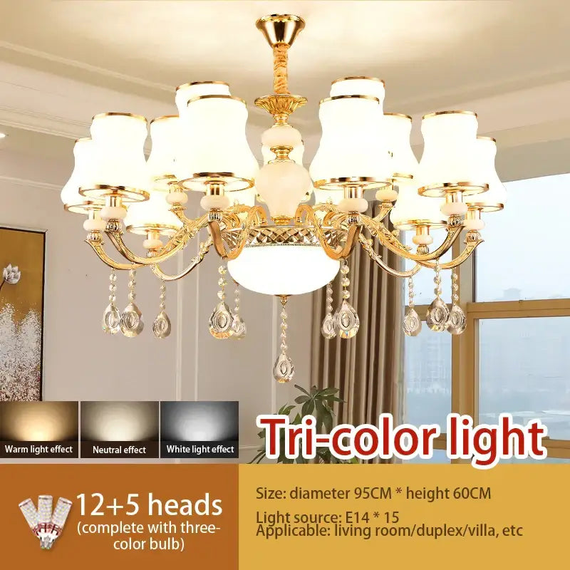 crystal led pendant gold frosted glass living room chandelier