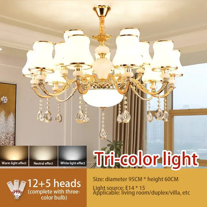 crystal led pendant gold frosted glass living room chandelier