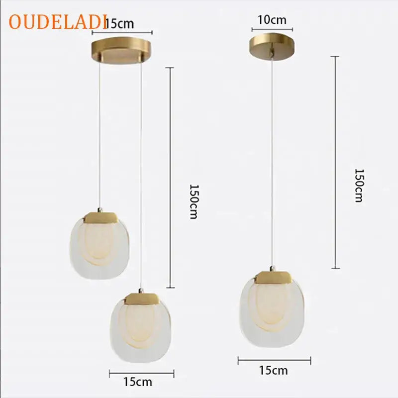 crystal led pendant warm yellow kitchen light
