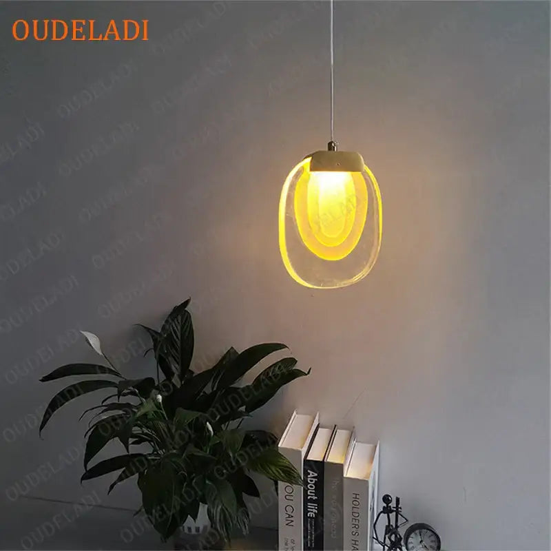 crystal led pendant warm yellow kitchen light