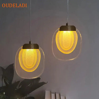 crystal led pendant warm yellow kitchen light