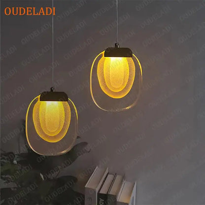 crystal led pendant warm yellow kitchen light