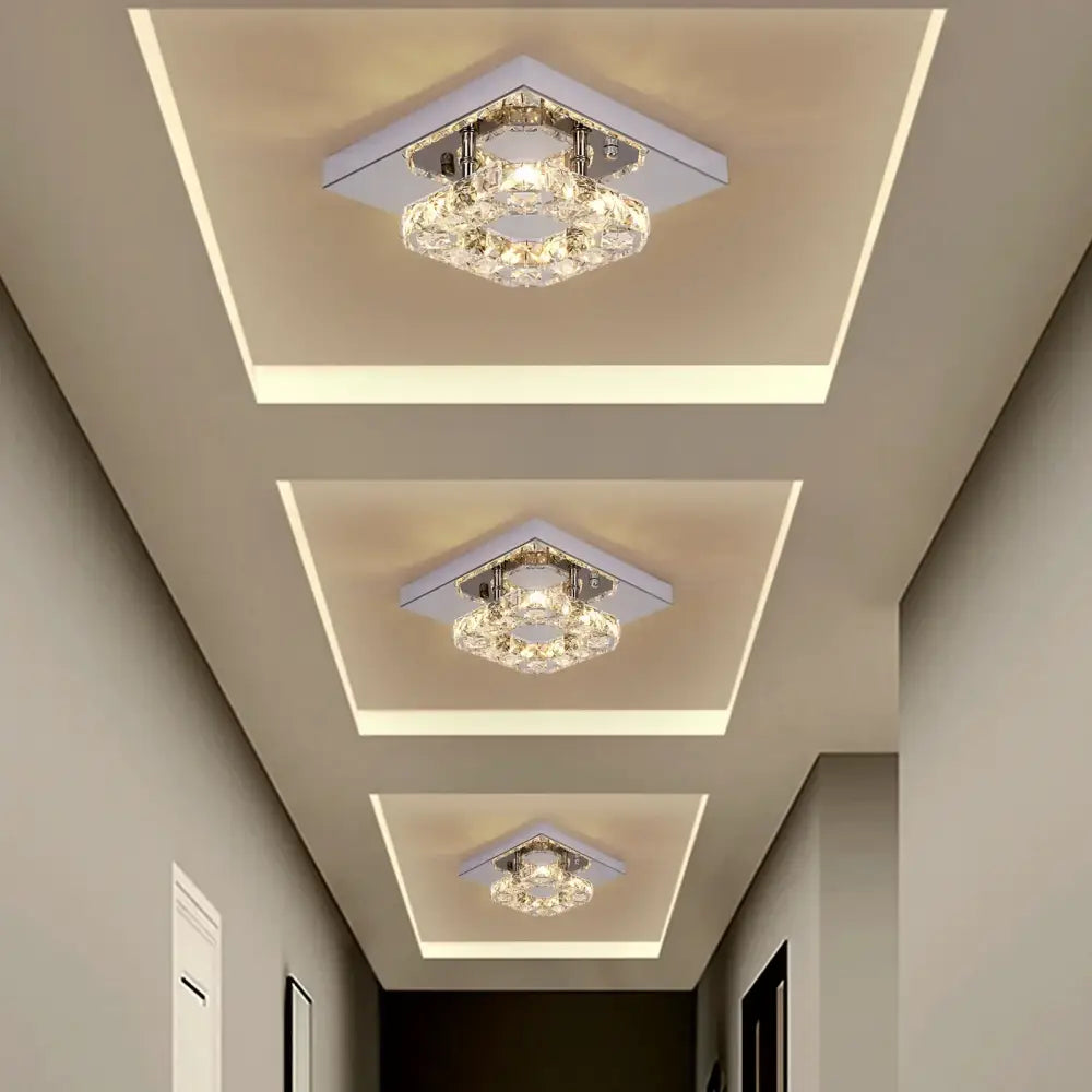 crystal led square chandelier chrome living room lamp
