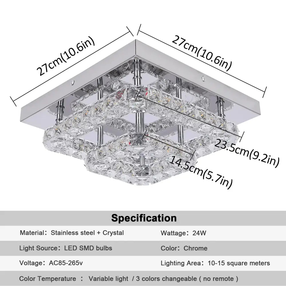 crystal led square chandelier chrome living room lamp