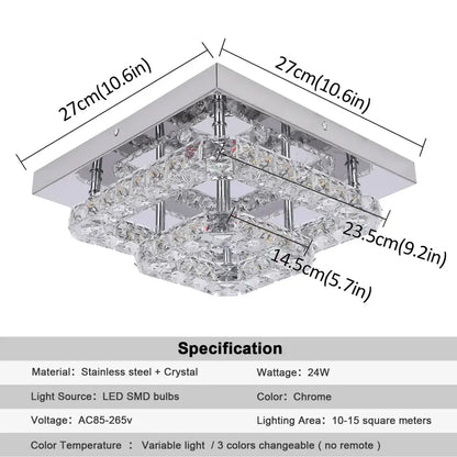 crystal led square chandelier chrome living room lamp