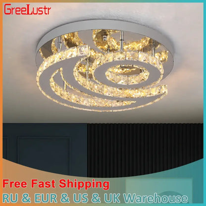 Decorbites crystal led sun moon spiral chandelier – dining room light