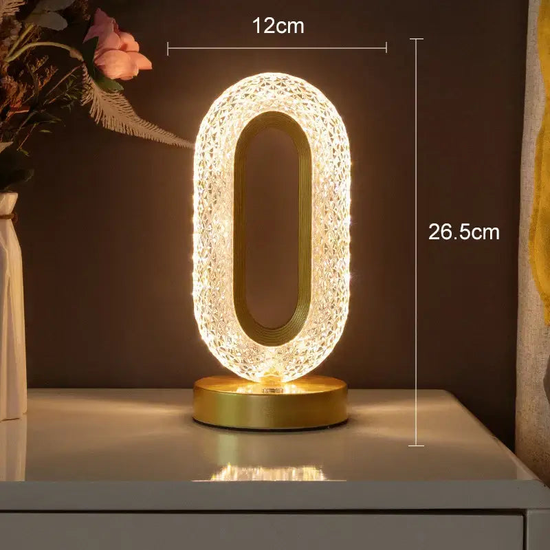 crystal led table lamp gold oval light for bedroom